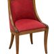 Suite de 6 chaises gondole style Empire en velours rouge
