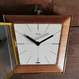 Vintage formica clock silent wall clock trapeze "Hermle gilded black wood"