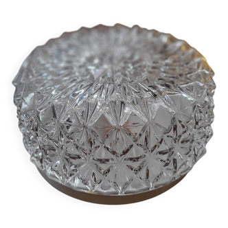 moulded glass and white metal ceiling light circa 1970