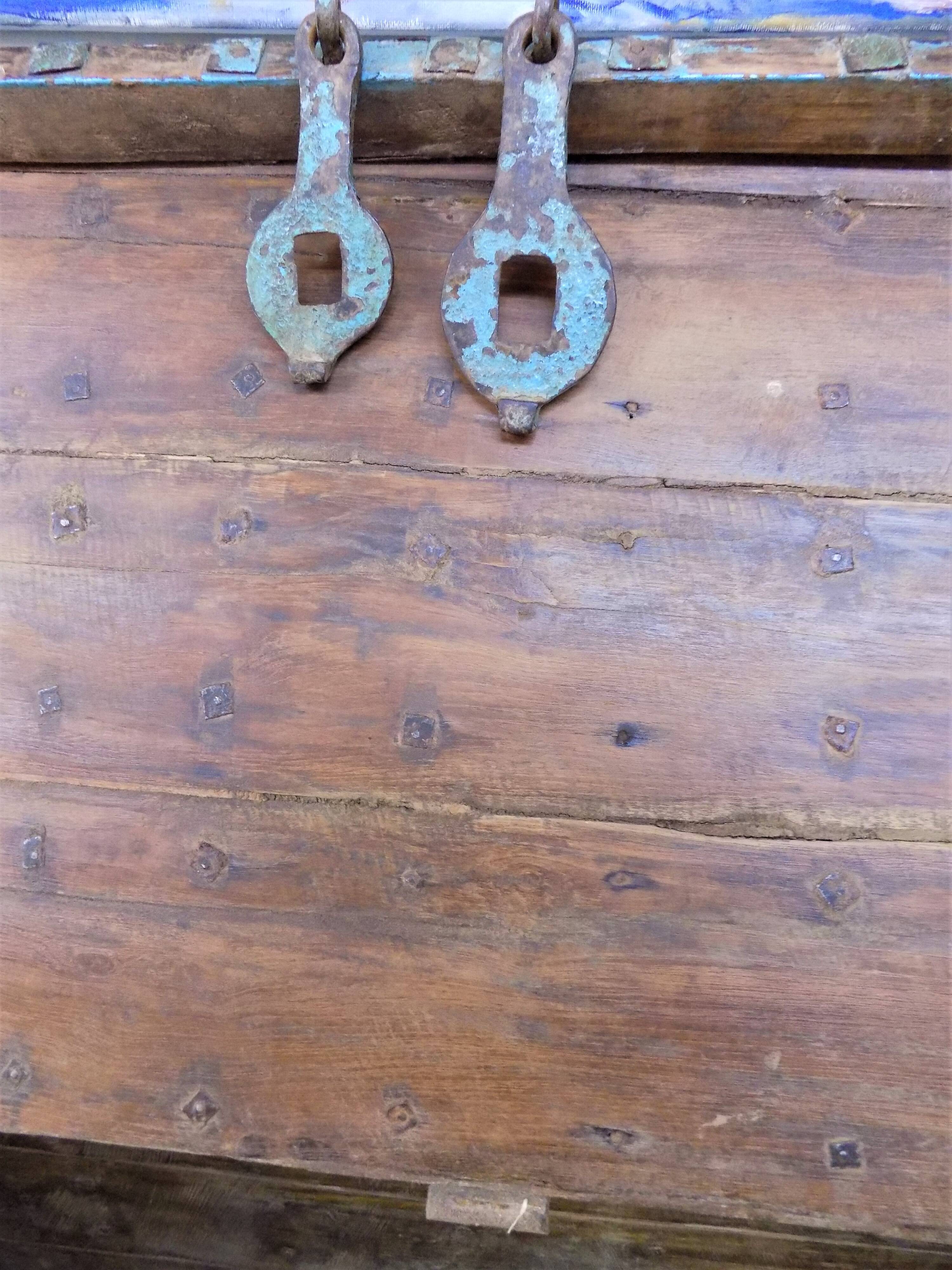 19th-century wooden wheel box