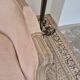 Louis XV style bench sofa in pink fabric and burlap