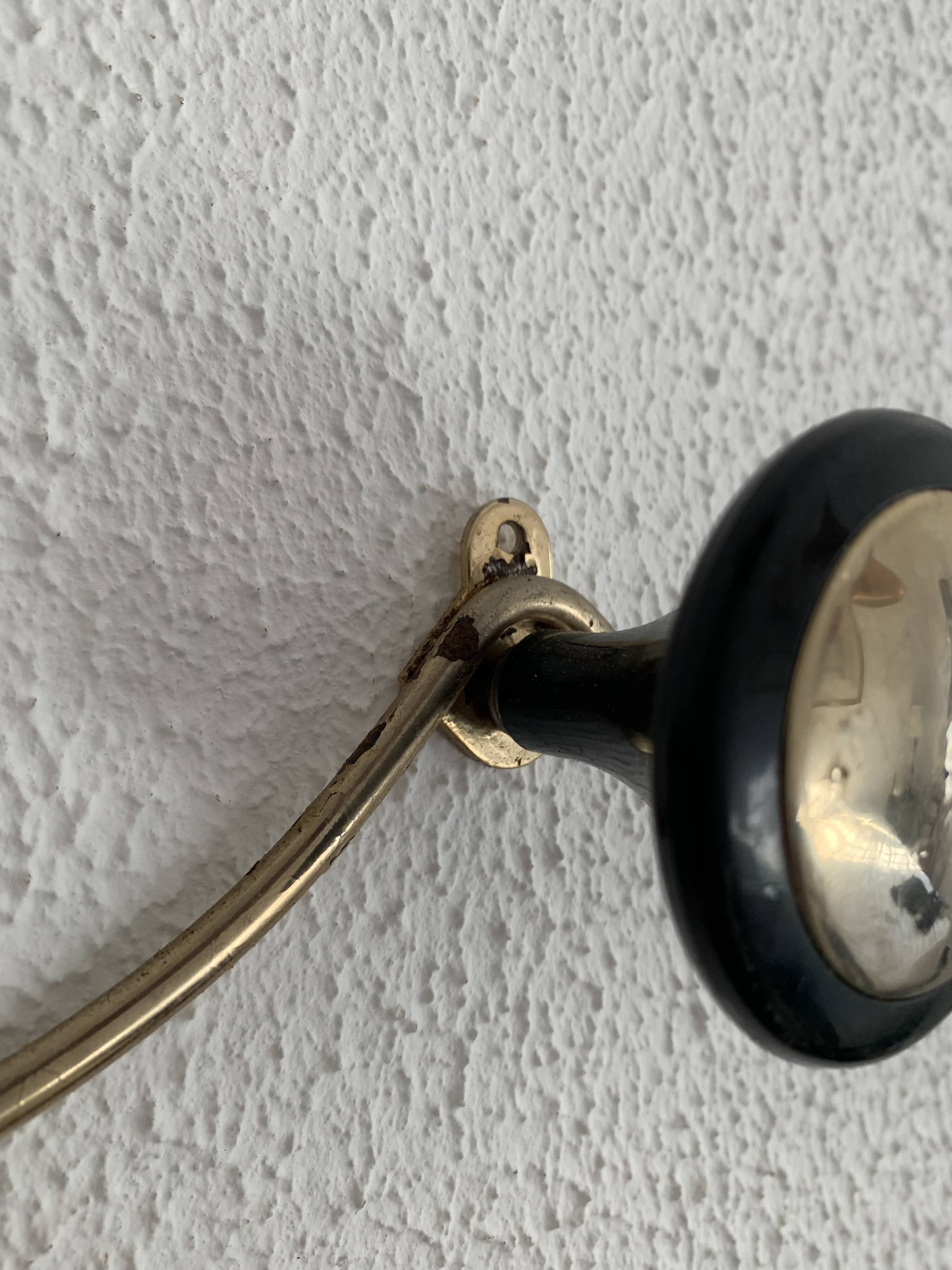 Vintage 1960s gold coat rack with 3 hooks - 45 x 7 cm