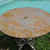 Sheet metal and iron garden table
