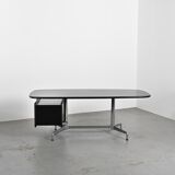 Black desk by Giancarlo Piretti for Castelli, Italy, circa 1970.