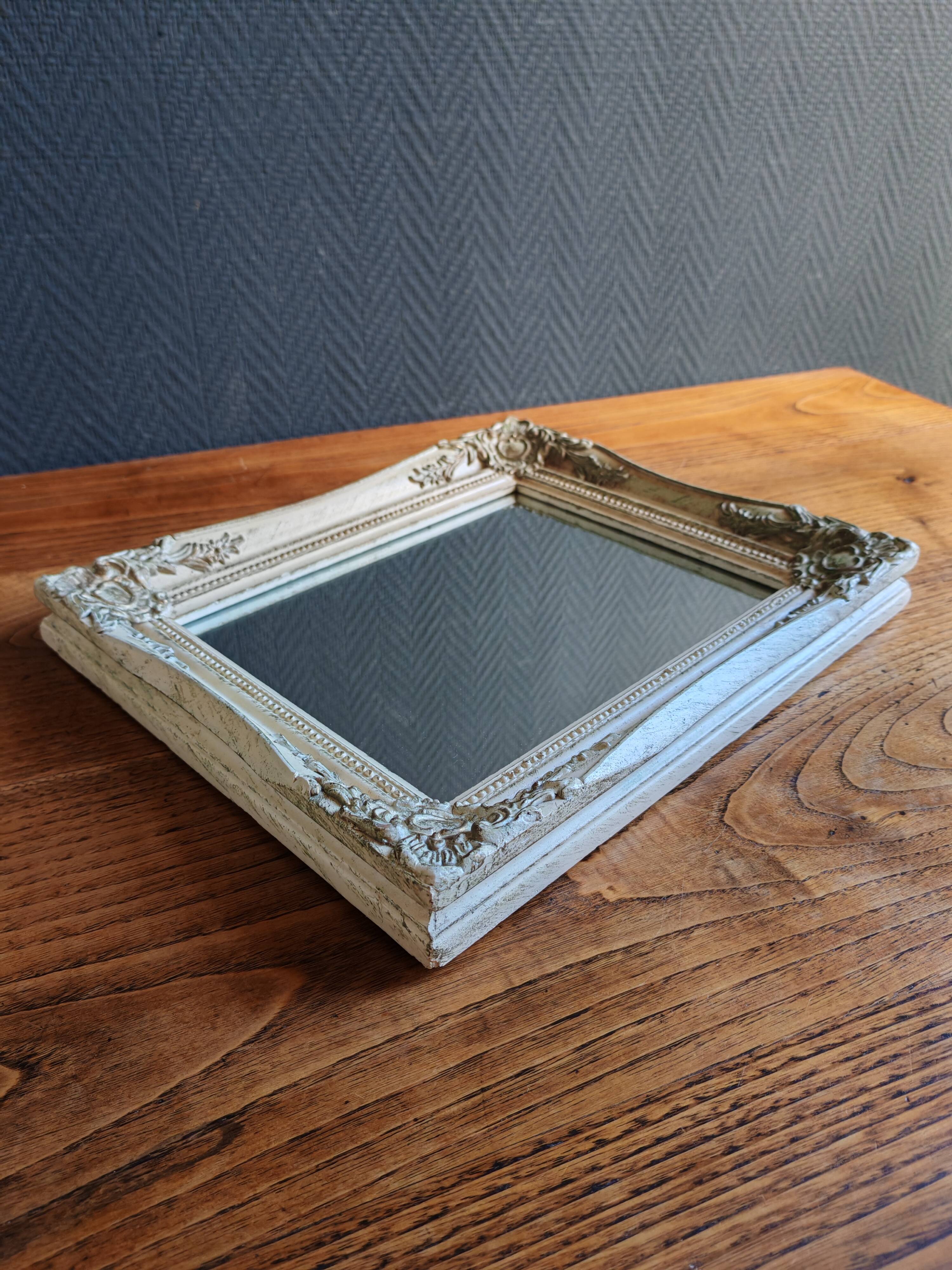 Vintage Rectangular Wall Mirror – Carved Solid Wood Frame