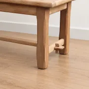 Table basse de ferme en bois naturel – style campagne, entretoise à clavettes – 99 cm