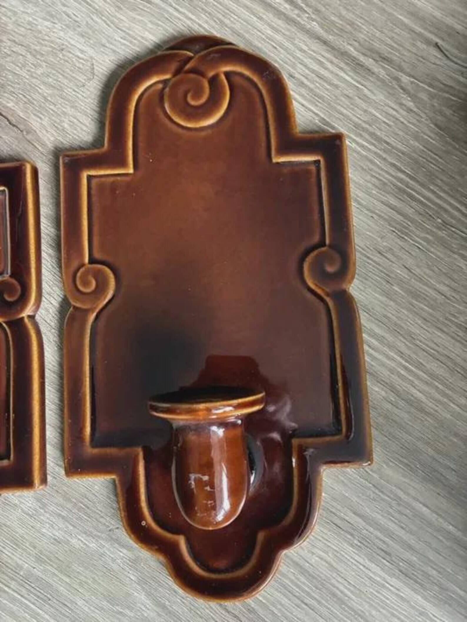 Vintage Margareta Hennix Ceramic Pair Wall Candle Sconces for Gustavsberg