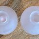 Pair of vintage Westmoreland high tealight candle holders in frosted pink satin