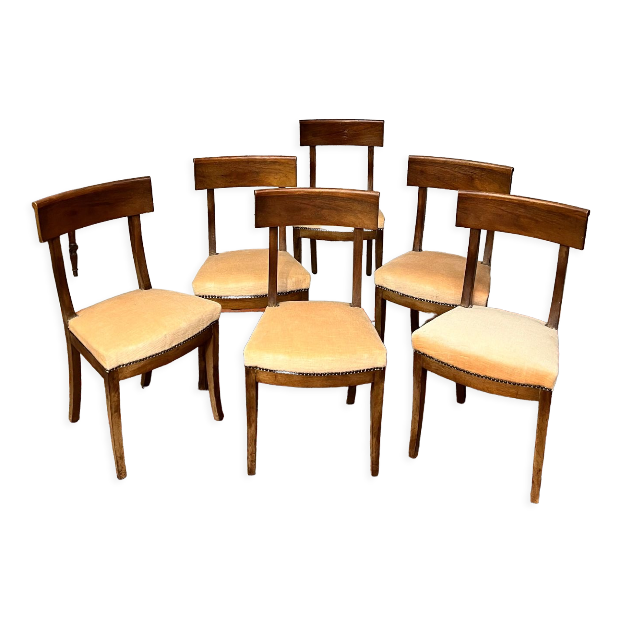 Suite of six mahogany chairs with 19th century Directoire style bands