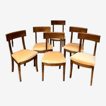 Suite de six chaises en acajou à bandeau de style directoire XlX eme siècle