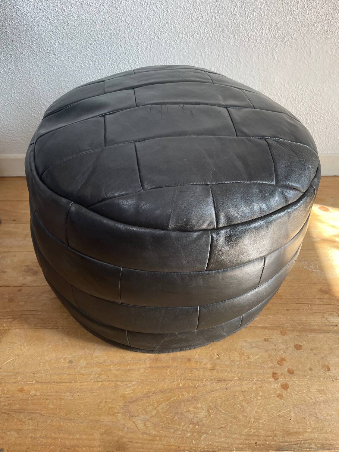 Pouf / Footrest black patchwork leather De Sede