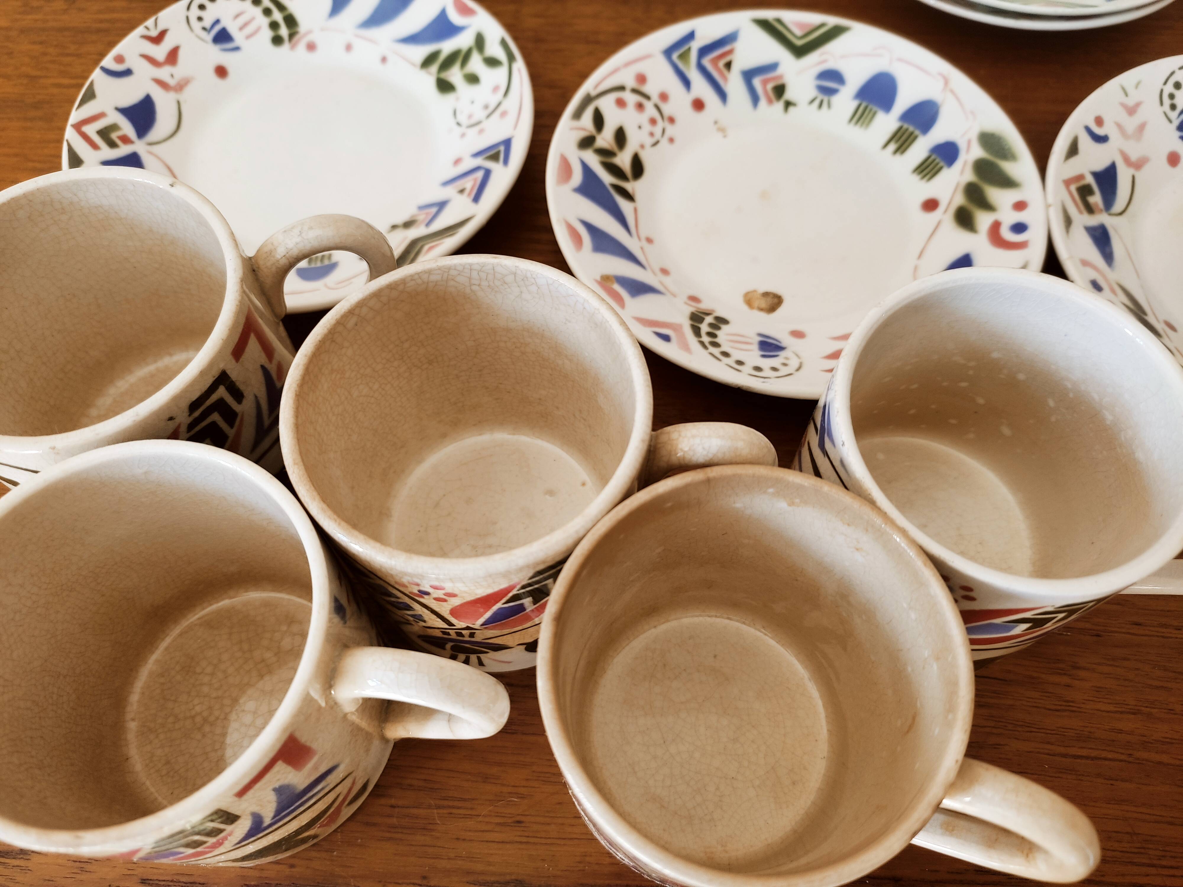Set of 5 espresso cups in Lunéville earthenware