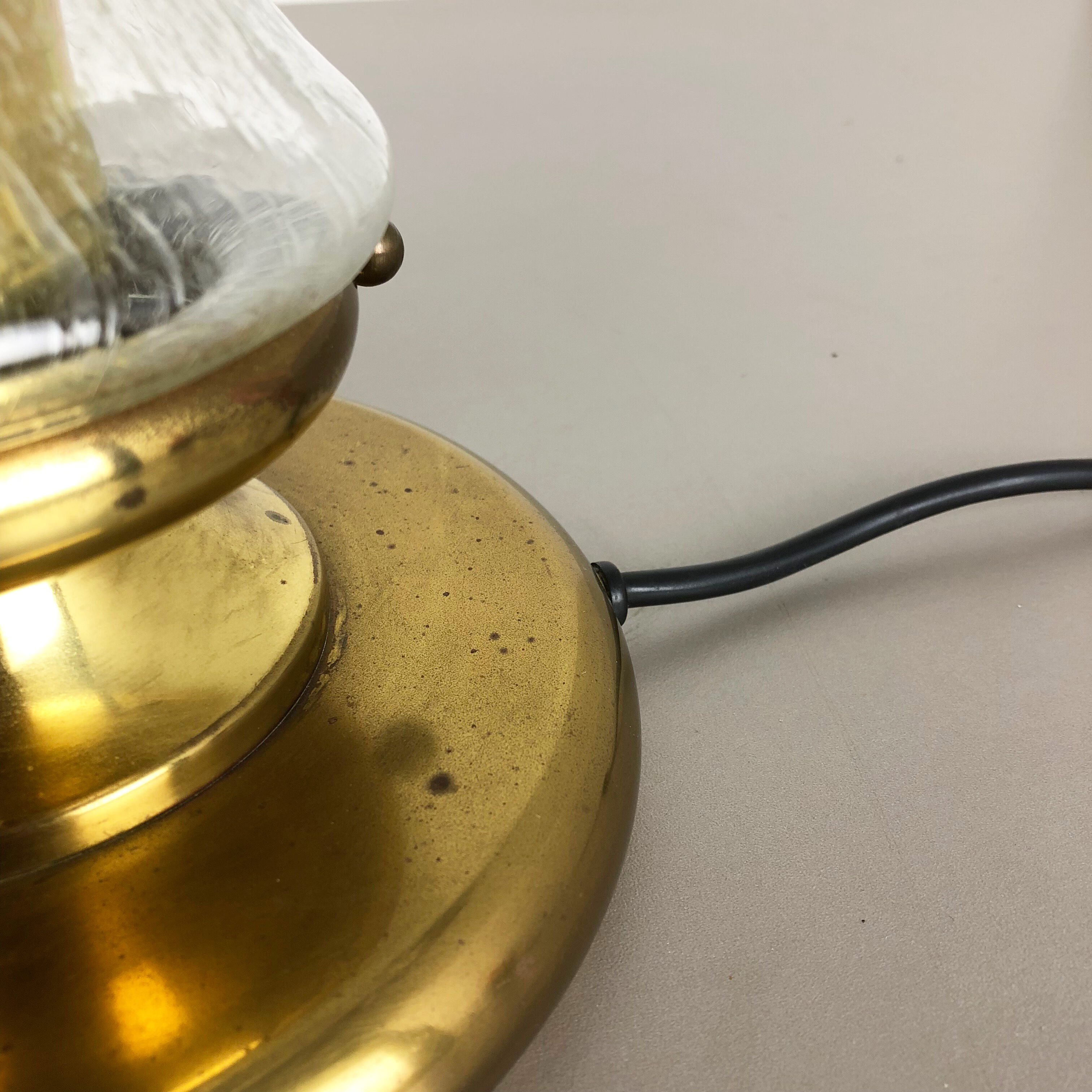 Modernist Glass and Brass Mushroom Table Light by Doria Lights, 1970s, Germany