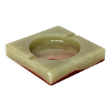 ​Italian ashtray in green and red onyx - 15 cm x 15 cm