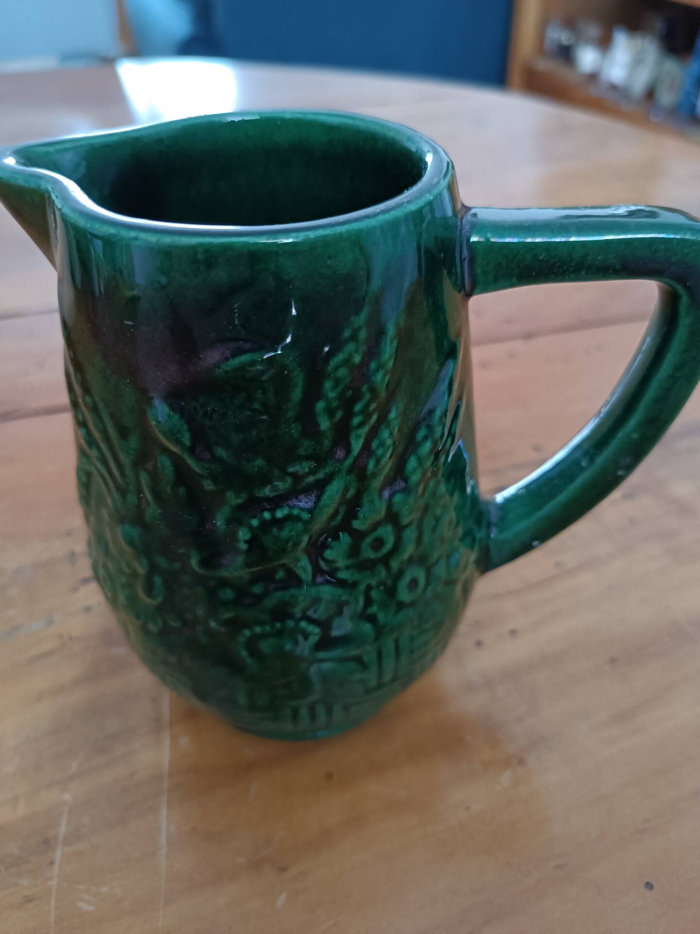 Small dark green Art Deco Saint Clément jug