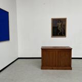 Two-sided paneled counter, bottle storage