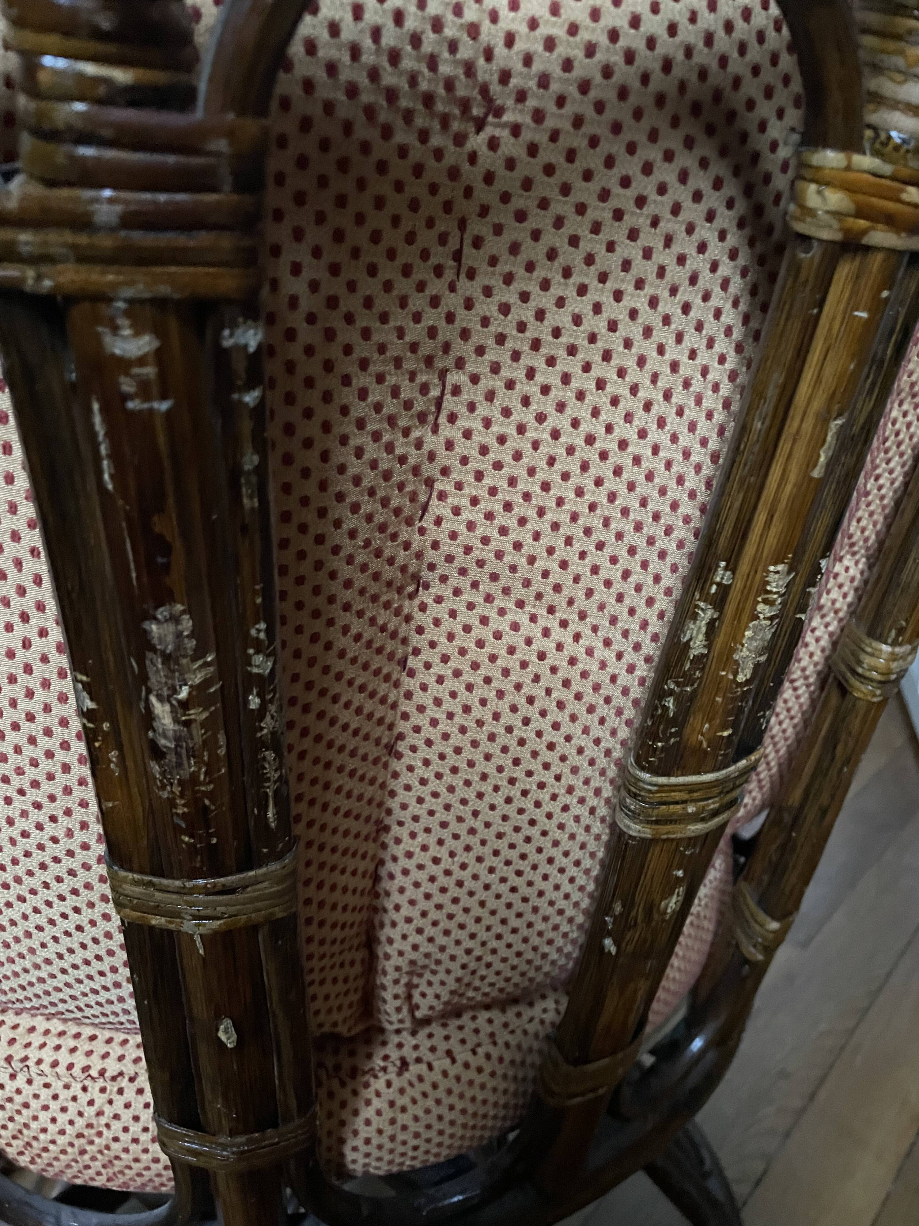 Fauteuil pivotant rotin et osier vintage