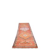 3x11 Red & Pink Super Soft Vintage Runner Rug, 98x335Cm