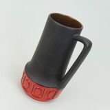 1960s vintage scheurich VASE model 411-25 matte brown glaze red pattern