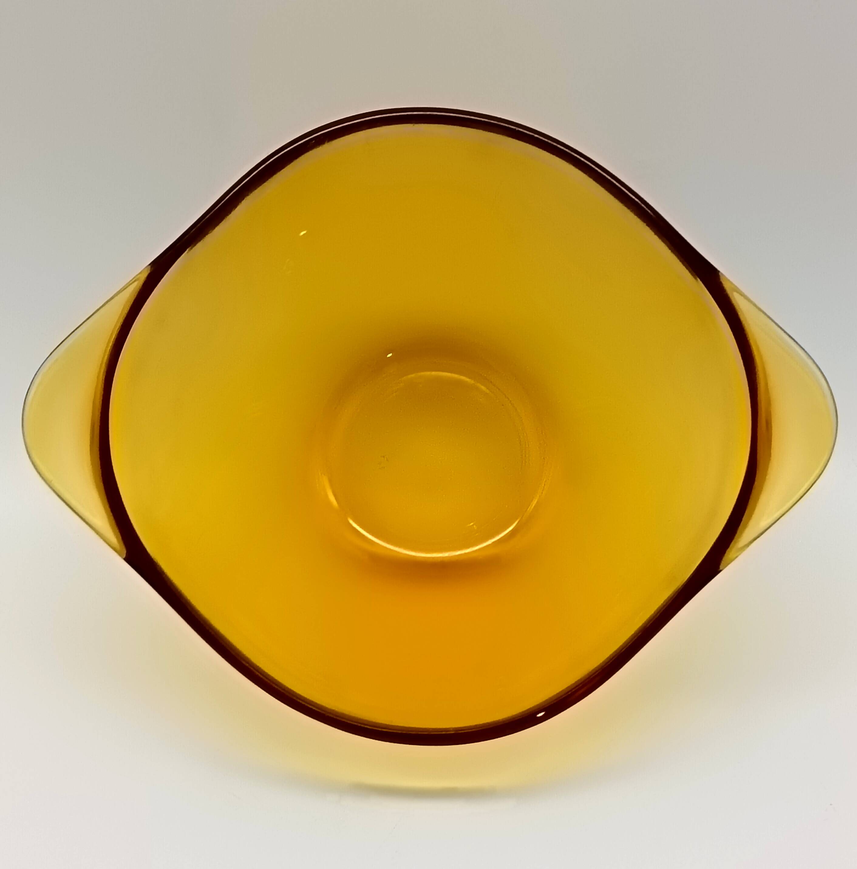 3 large emerald green tempered glass ear bowls VERECO France 1970