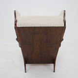 1940s large wing chair in wool boucle, restored