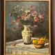 Christophe Rielland XX century. Oil on canvas with a bouquet.