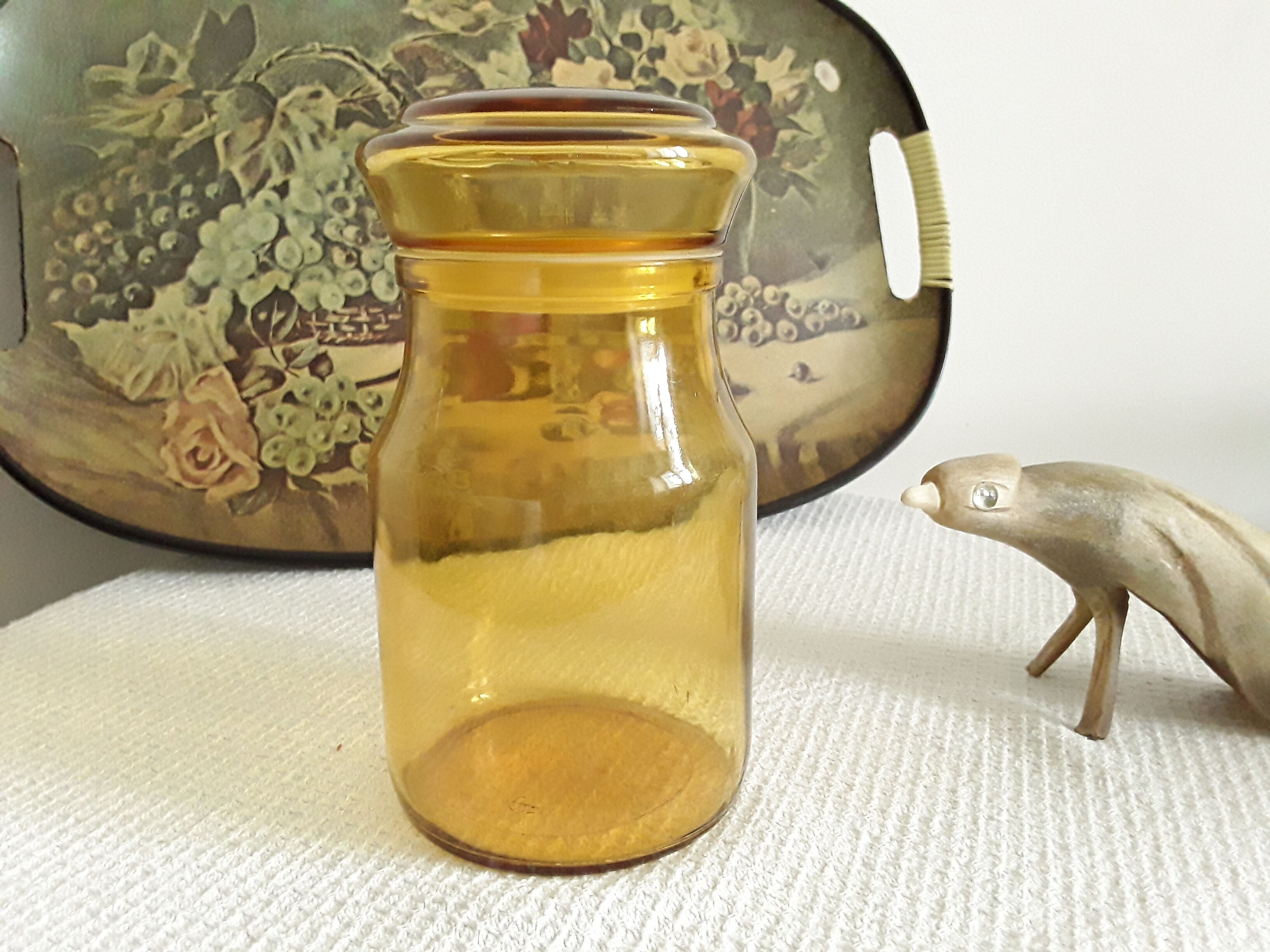 Bocal vintage en verre jaune