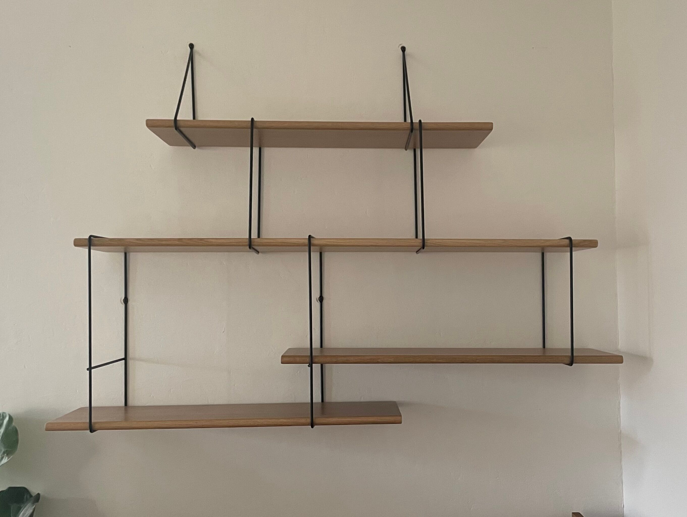Scandinavian oak and steel shelf