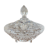 Large chiseled crystal sugar bowl