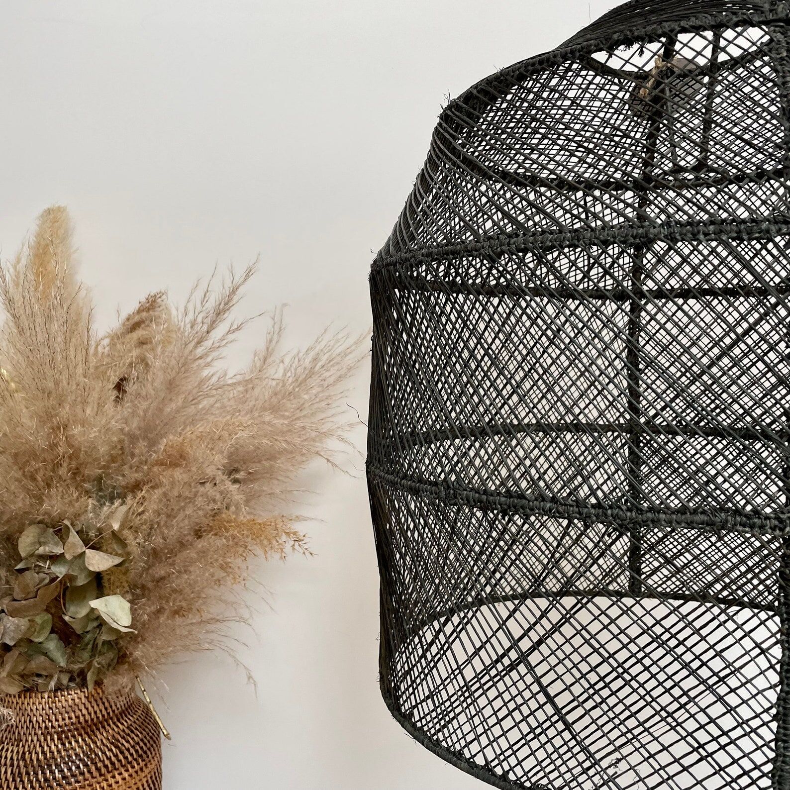Black rafia lampshade