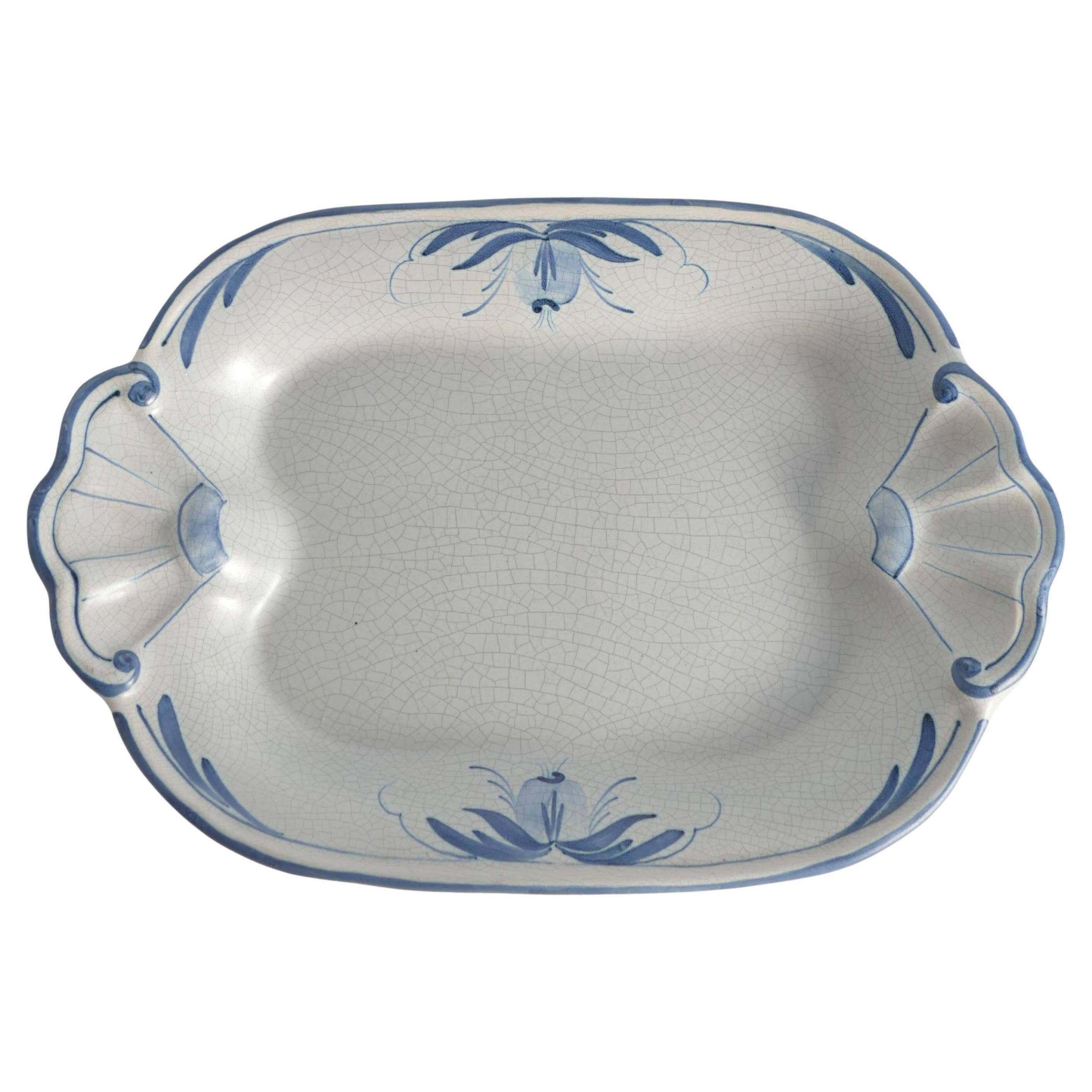 Art Deco French Blue Floral Decor Plate by Allan Eberling, Bo Fajans