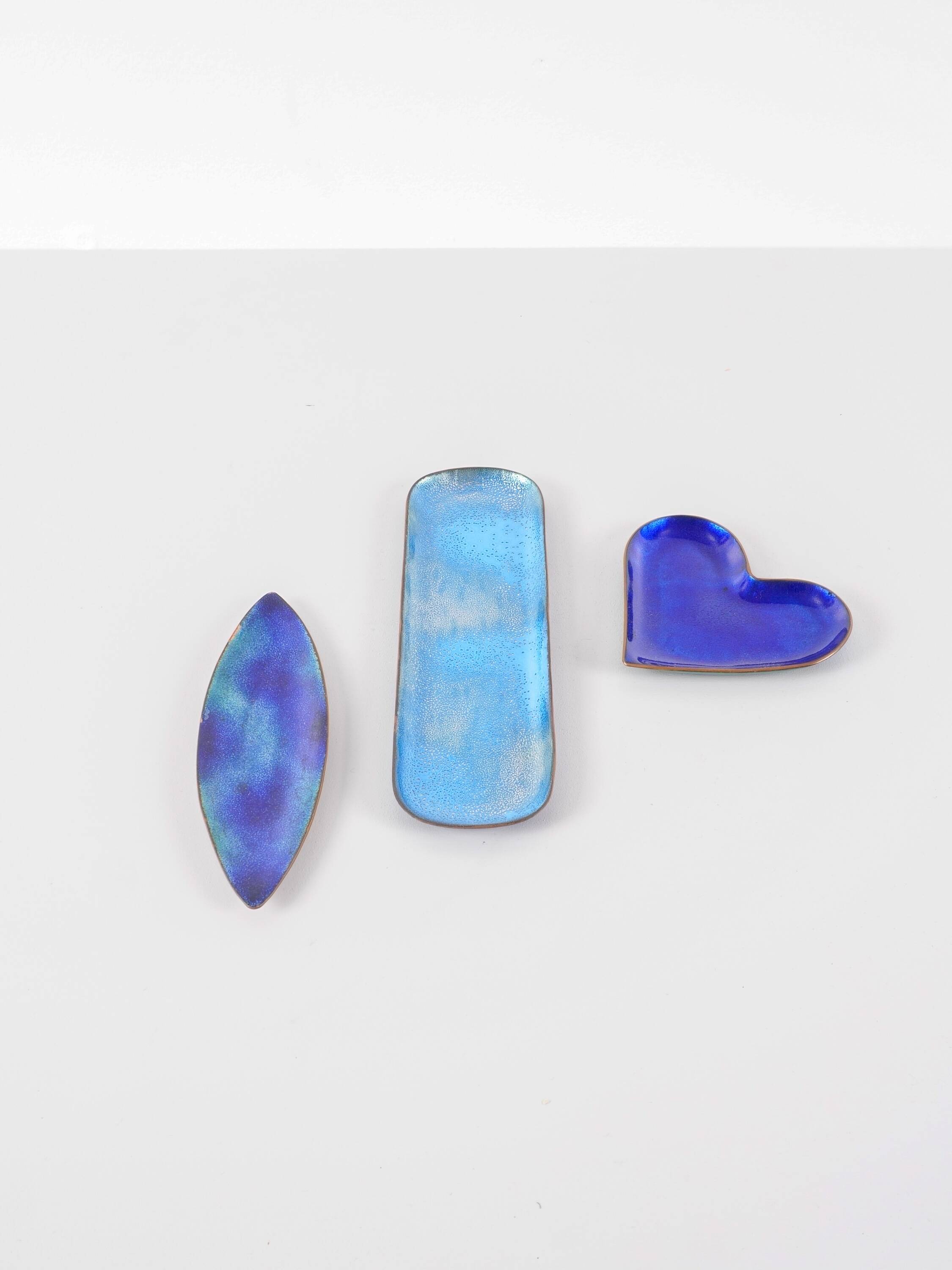 Paolo de poli - set of 3 enamelled copper trays italy, 1960