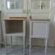 Pair of bedside tables, end tables re-enchanted in pearl gray, wooden top.