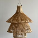 Rattan pendant lamp or light in the shape of an Asian lantern