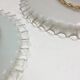 Pair of vintage white opaline pendant lamps with serrated edges