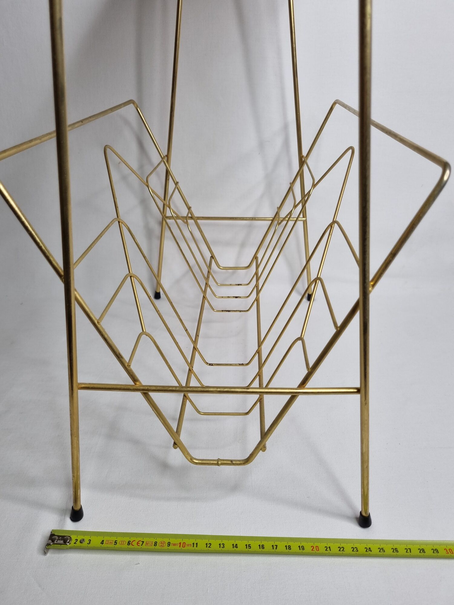 Vintage magazine shelf in glass and gilded metal