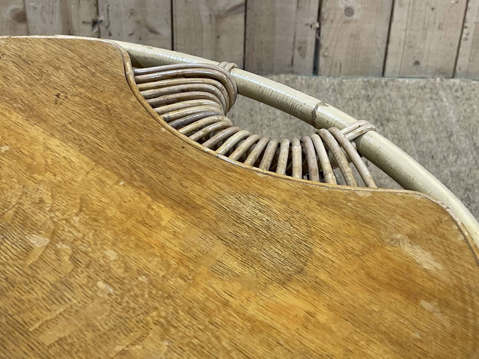 Rattan pedestal table from the 60s