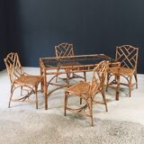 Mid-Century Chippendale Bamboo Dining Table, Italy, 1960s