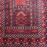 Handmade turkmen hachli vintage rug 142cm x 221cm 1960s