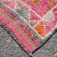 Hot Pink Turkish Runner Rug, Vintage Boho Hallway Carpet, 83x353 Cm