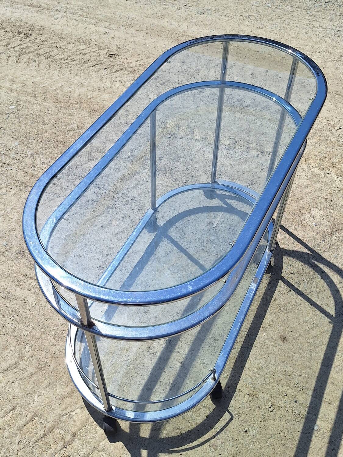 1970s chrome metal serving cart