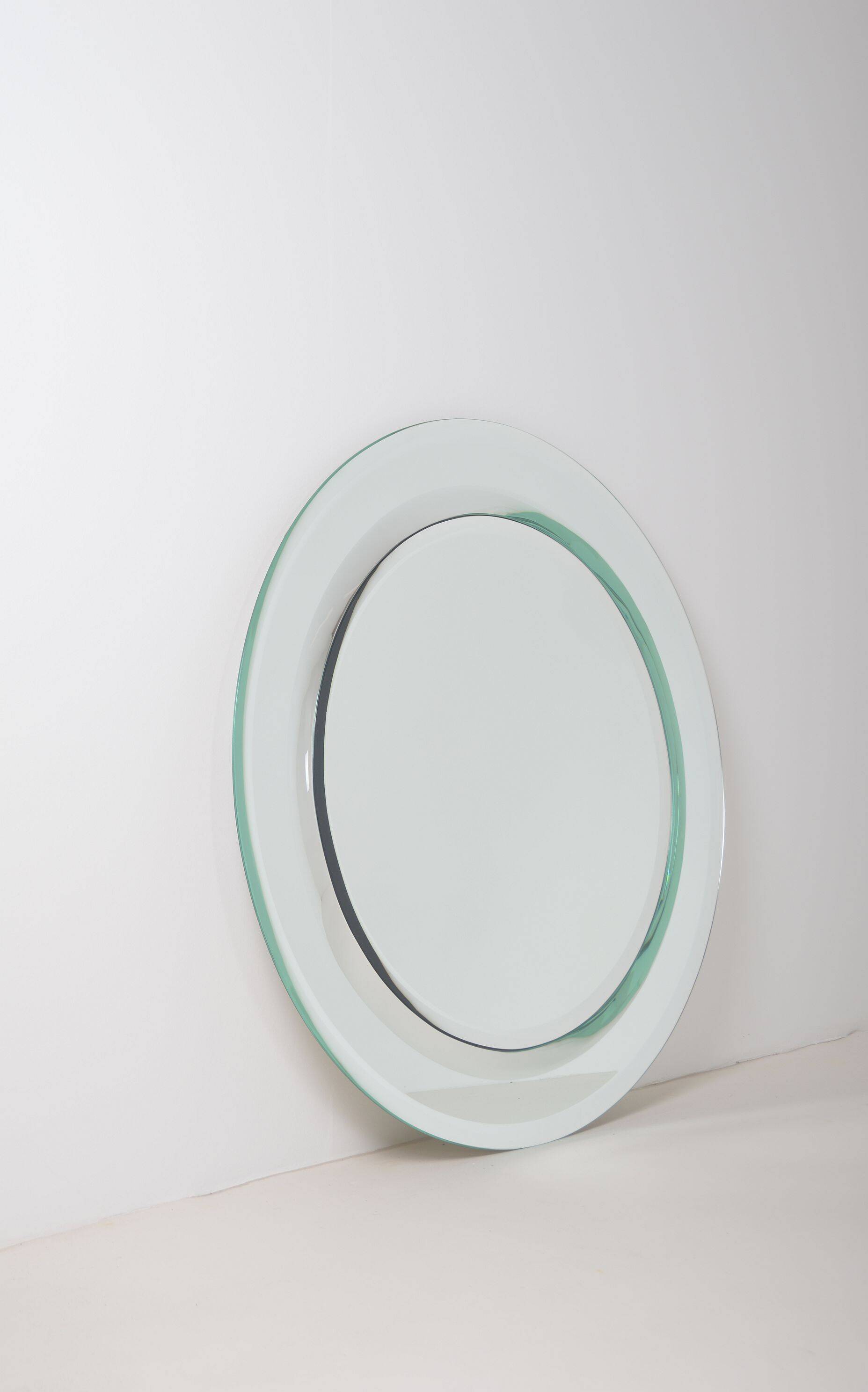 Large vintage mirror with double facet edge