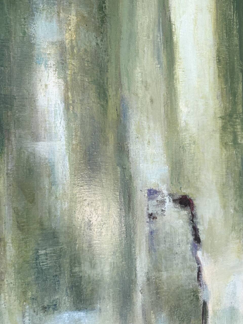 Toile abstraite nymphéas signée JP Perron, XXème