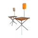Side table / bedside table with designer lighting, Ligne Roset metal and wood