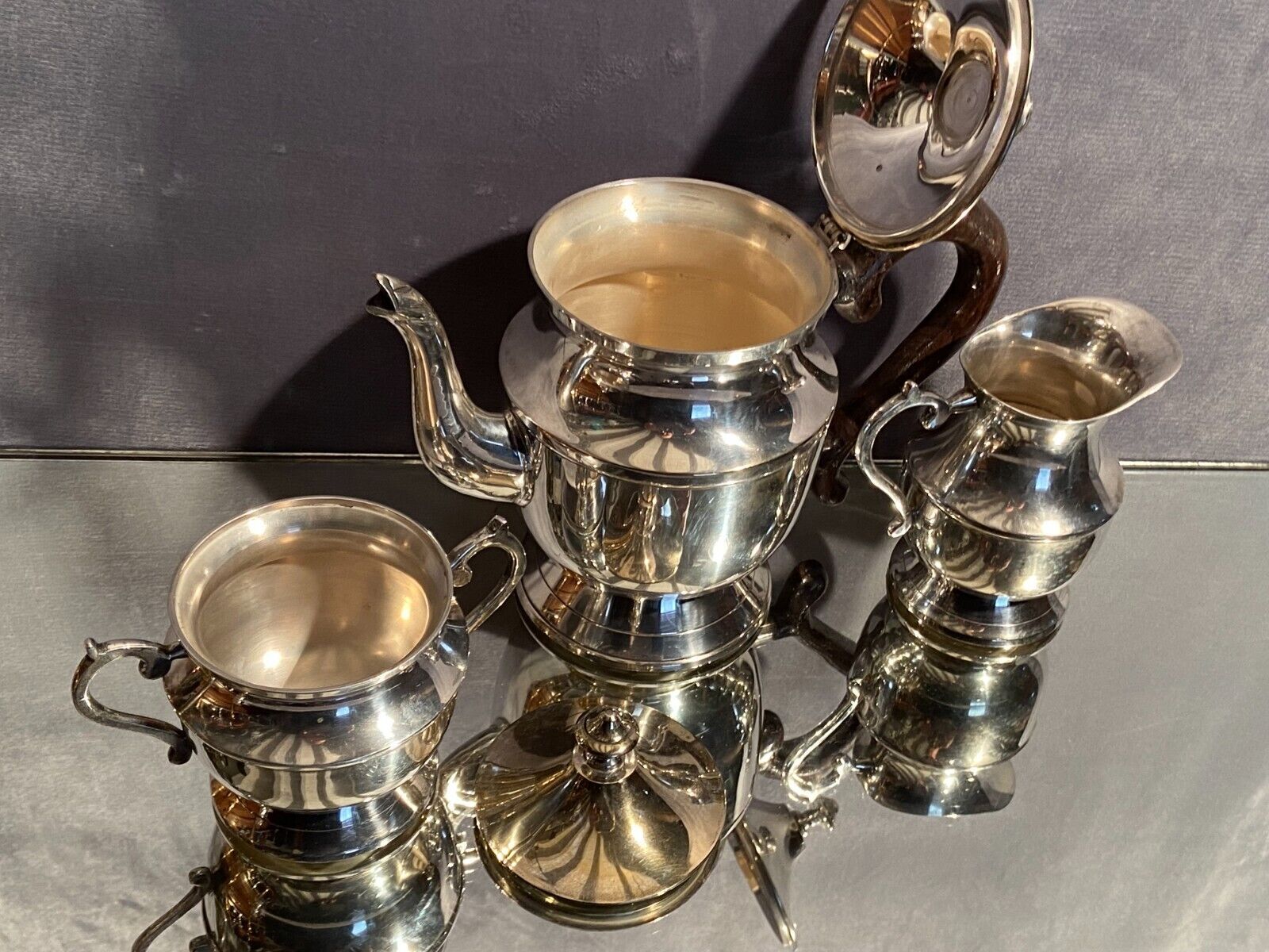 Tea set coffee Louis XV silver metal coffee maker teapot sugar pot milk pot