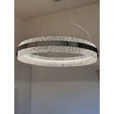 Murano Glass Pendant Chandelier Hammered Clear Glass in Polish Kromo Ring W