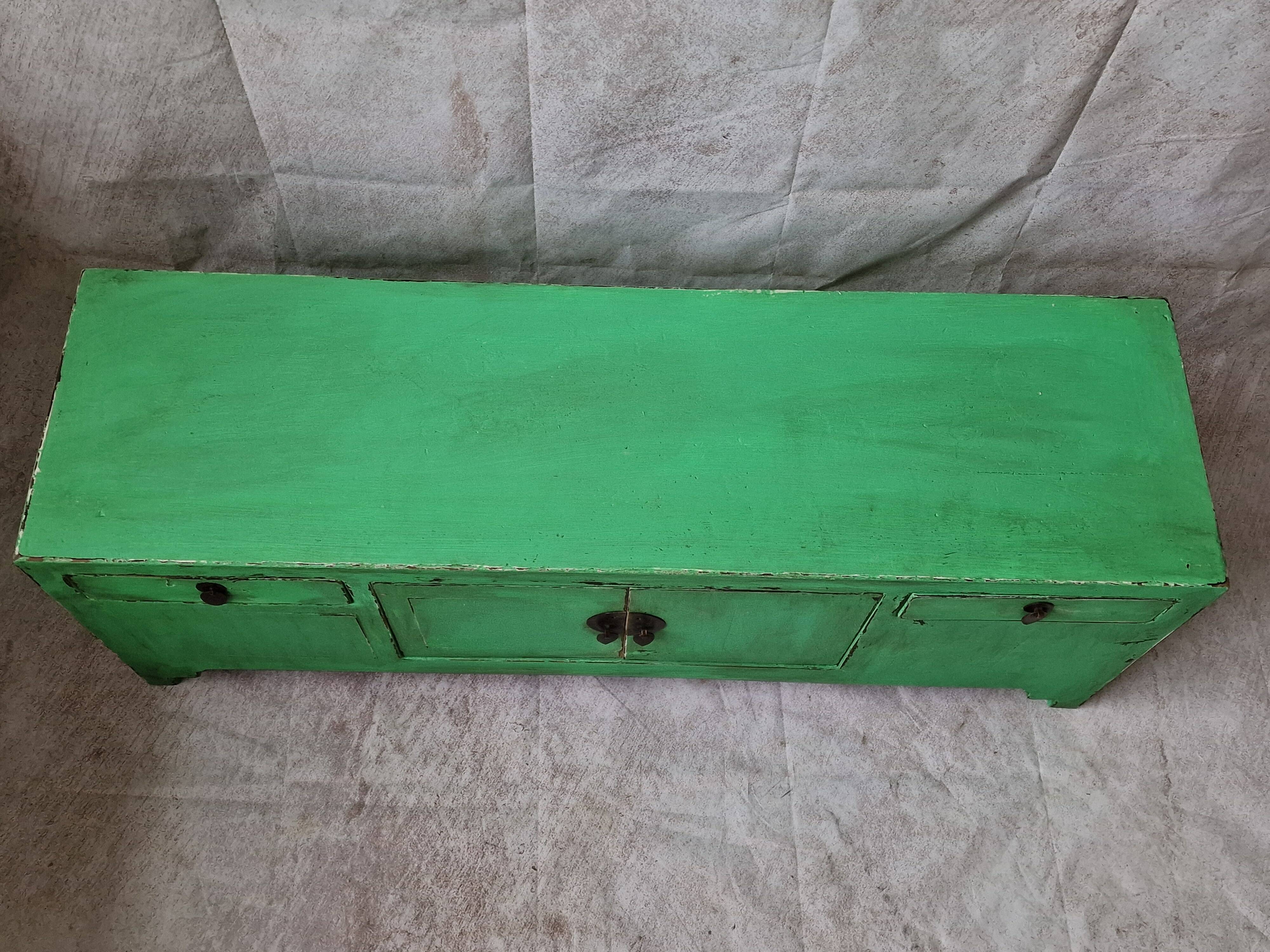 Small low buffet / TV cabinet in green patina