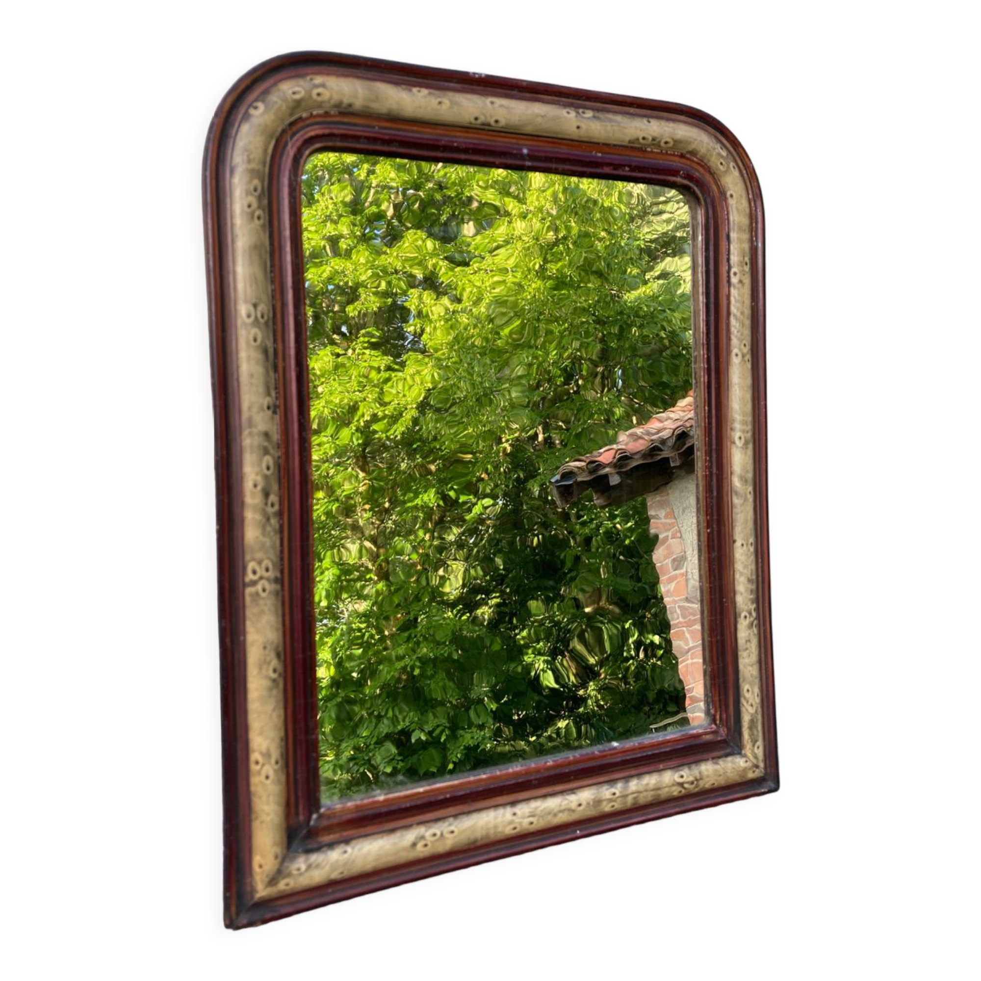 Mirror louis philippe old nineteenth in brown and beige wood