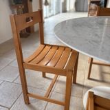 6 solid beech chairs by André Sornay