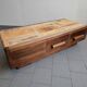 Vintage 1970 coffee table in solid oak & ceramic